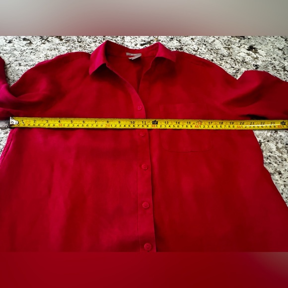 Chico's Raspberry Red Linen Blouse - Picture 5 of 7